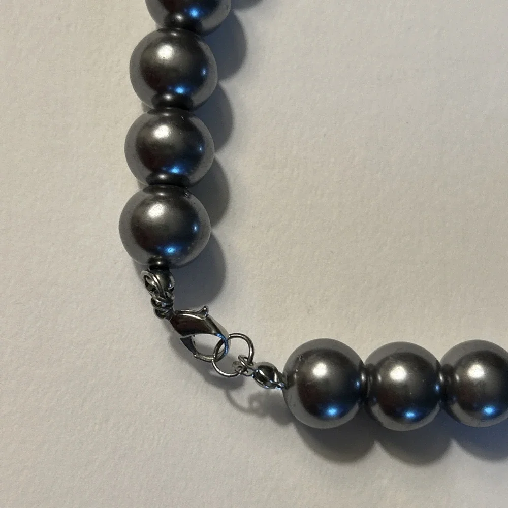 Statement Grey Glass Bead Necklace 16